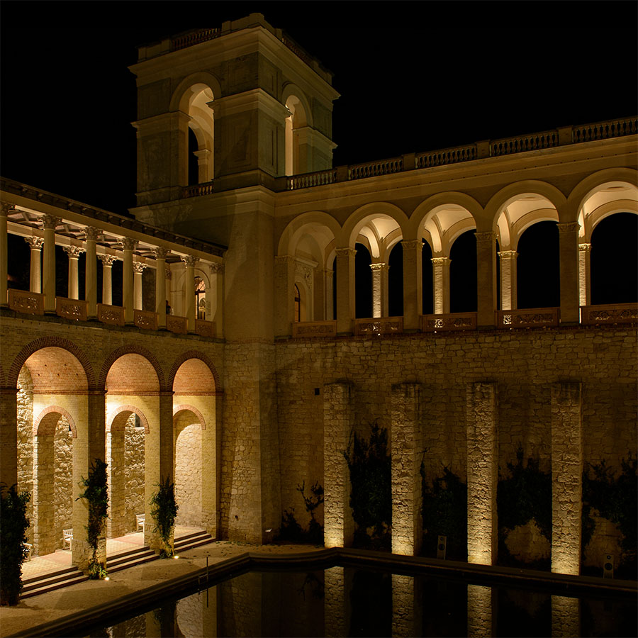 Das Schloss Belvedere während der Mondnacht